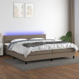 Cumpara ieftin Pat cu arcuri, saltea și LED, gri taupe, 200x200 cm, textil