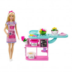 Set papusa Barbie Florarie Mattel, plastic, aluat 3 culori, accesorii incluse, 3 ani+