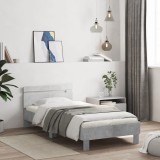 Cumpara ieftin Cadru de pat cu tăblie gri beton 100x200 cm lemn prelucrat