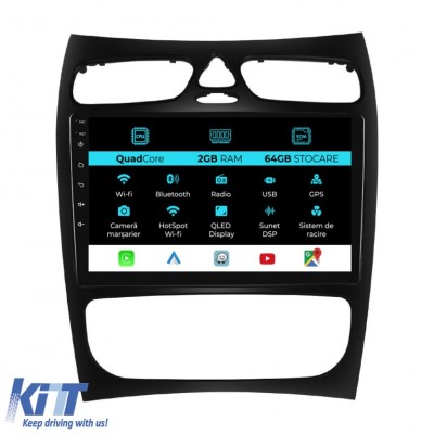 Navigatie Dedicata Mercedes C-Class W203 CLK W209 (2000 - 2005), 9Inch, 2Gb Ram, 64Gb Stocare, Carplay Performance AutoTuning foto