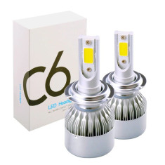 Set 2 LED-uri Auto Techstar® C6, H11/H8/H9, 36w, 3800 Lumeni, 6500K, AUTO, 12-24 Volti, COB