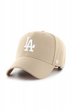 47brand șapcă de baseball din bumbac MLB Los Angeles Dodgers culoarea bej, cu imprimeu B-MVPSP12WBP-KHB