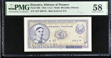 (1) BANCNOTA ROMANIA - 5 LEI 1952, SERIE ALBASTRA - RPR, GRADATA PMG - 58, RARA
