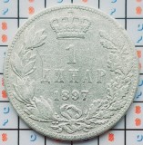 Serbia 1 dinar 1897 argint - Aleksandar I - km 21 - A032