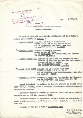 A3383N Semnătura olografă a lui Ion Hobana pe cerere de eliberare de pașaport pentru Dumitru Popescu-Dumnezeu, Centenarul Eminescu, 1989 foto