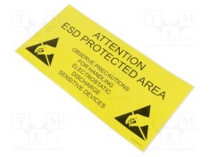Etichetă autoadezivă ESD 300x150mm galben-negru ANTISTAT
