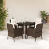 VidaXL Set mobilier de grădină, 5 piese, cu perne, maro, poliratan