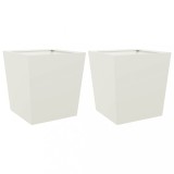 Cumpara ieftin Jardiniere gradina, 2 buc., alb, 50x50x50 cm, otel