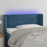 Cumpara ieftin Tăblie de pat cu LED, albastru &icirc;nchis, 83x16x78/88 cm, catifea