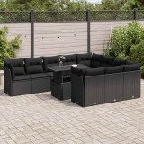 Cumpara ieftin Gossi set canapele de gradina cu perne, 11 piese, negru, poliratan