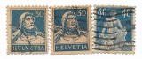 Elvetia - Emisiuni comune - Culori noi, 1921-1924 - valori obliterate