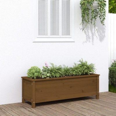 vidaXL Strat &amp;icirc;nălțat grădină maro miere 119,5x40x39 cm lemn masiv pin foto