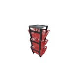 Raft depozitare cu roti, 3 cosuri, 41,5x29 cm , rosu