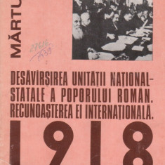 Desavirsirea unitatii national-statale a poporului roman. Recunoasterea ei internationala. 1918 - Documente interne si externe (august 1918 - iunie 19