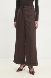 Answear Lab pantaloni femei, culoarea maro, neted