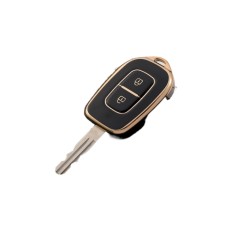 Husa Cheie Compatibila cu Dacia Logan,Sandero, Duster,Dokker, Spring 2 Butoane, TPU, Design, Neagra cu contur Auriu