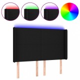 Cumpara ieftin Tablie de pat cu LED, negru, 147x16x118/128 cm, textil