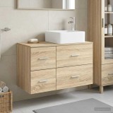 Cumpara ieftin Set de mobilier pentru baie suspendat 2 buc. Stejar Sonoma