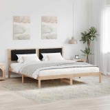 Cumpara ieftin Cadru de pat cu headboard Negru 200 x 200 cm Lemn de pin masiv