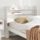 Gossi tablie de pat cu rafturi, alb, 100 cm, lemn masiv de pin