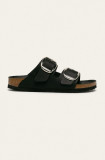 Birkenstock papuci de piele Arizona Big Buckle femei, culoarea negru