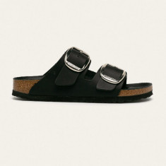 Birkenstock papuci de piele Arizona Big Buckle femei, culoarea negru