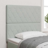 Cumpara ieftin Tablie LED cu benzi LED cu headboard Gri deschis 100 cm Catifea