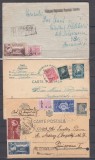 ROMANIA 1944/1947/1948 TIMBRE DE AJUTOR CU SUPRATIPAR IOVR TIMBRE IOVR LOT 2 CARTI POSTALE+PLIC CIRCULATE RECOMANDAT CENZURA