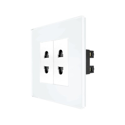 Priza Dubla cu Module Inguste cu Rama din Sticla LUXION SmartElectro IntelligentHouse foto