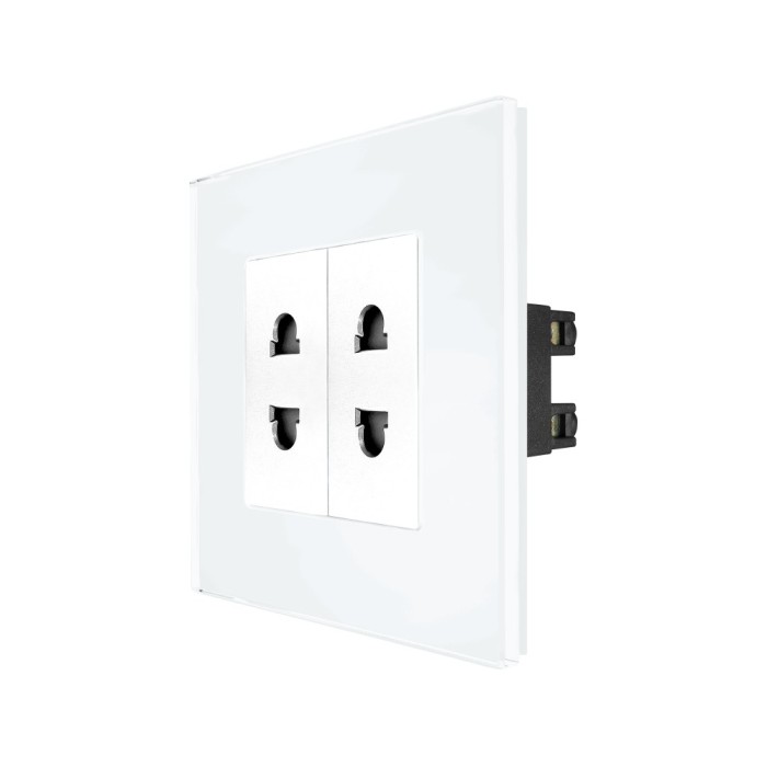 Priza Dubla cu Module Inguste cu Rama din Sticla LUXION SmartElectro IntelligentHouse