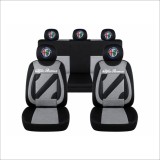 Set Huse Scaune Universale Nero Gri Personalizate cu Alfa Romeo