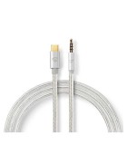 Cablu USB TYPE C tata - Jack 3.5 mm tata 1m aurit argintiu Nedis