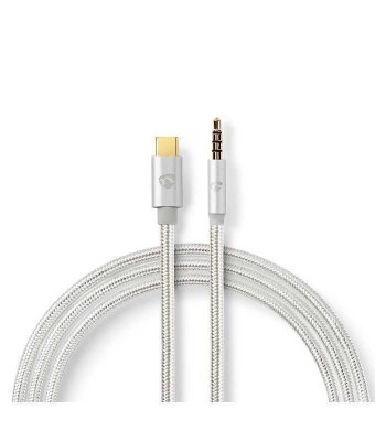 Cablu USB TYPE C tata - Jack 3.5 mm tata 1m aurit argintiu Nedis foto
