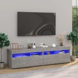 vidaXL Comode TV cu lumini LED, 2 buc., gri beton, 75x35x40 cm 804400