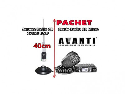 Statie Radio CB AVANTI Micro Vox Autosquelch + Antena Radio CB AVANTI Uno 40cm cu magnet 145pl foto