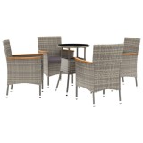 Cumpara ieftin Set bistro de gradina cu perne, 5 piese, gri, poliratan