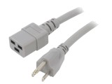 Cablu Alimentare 3m Gri IEC C19 la NEMA 5-15 15A