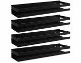 Cumpara ieftin Set 4 Rafturi Suspendate pentru Baie si Bucatarie, Otel Inoxidabil, Capacitate 10 kg fiecare, 50 x 10.5 x 6 cm, Negru