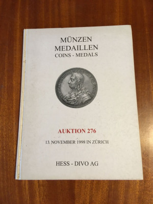 Catalog de licitatii Monede si Medalii (Zurich 1998) Germana - Engleza (Ca nou!) foto