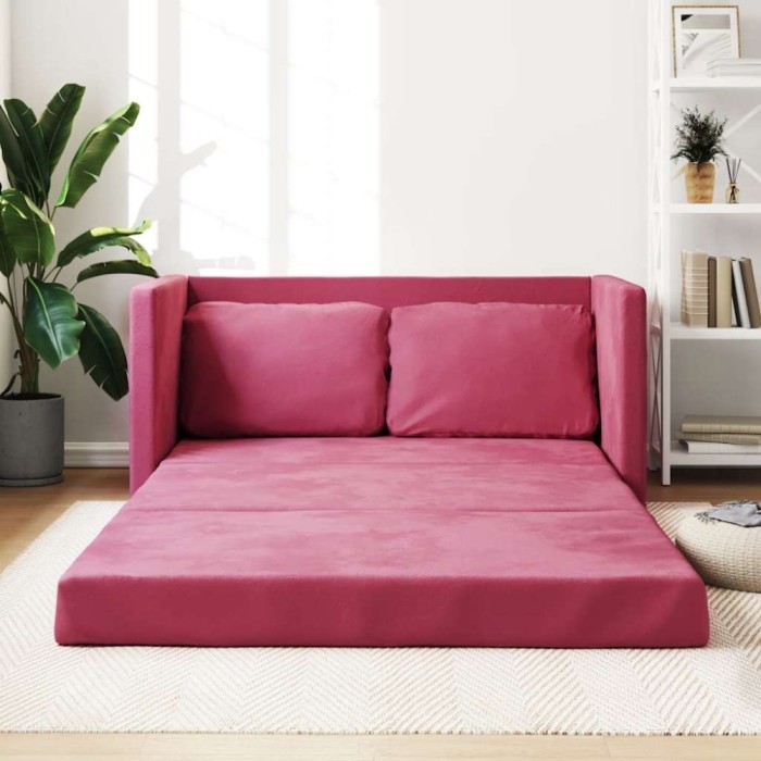 vidaXL Canapea extensibilă de podea 2 &icirc;n 1, roșu vin, 122x204x55 cm 353960
