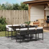 Cumpara ieftin Gossi set mobilier de gradina cu perne, 7 piese, negru, poliratan