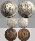 Monede romanesti, 50 bani 1881, 5 lei 1881 -Argint, 5 bani 1885
