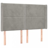 Cumpara ieftin Tablie de pat cu aripioare gri deschis 147x16x118/128cm catifea