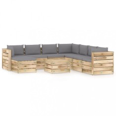 Set mobilier de gradina cu perne, 9 piese, lemn verde tratat GartenMobel Dekor foto