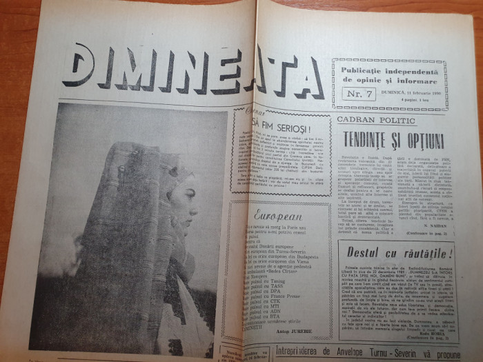 ziarul dimineata 11 februarie 1990-articol despre regele mihai