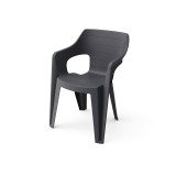 Cumpara ieftin Scaun de grădină din plastic Bilboa Iowback cu cotiere, negru