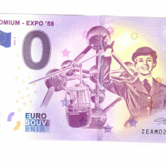 Bancnota souvenir Belgia 0 euro Atomium - Expo '58 2022-3, UNC