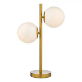 Veioza Bombazine 2 Light Table Lamp Natural Brass Opal Glass