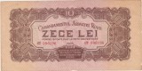 Bancnota Romania 10 Lei 1944 CAR aVF - Bancnote Romanesti