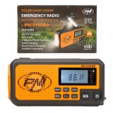Radio portabil PNI DYN300, cu dinam, incarcare solara, lanterna, powerbank 4000 mAh, SOS, IPX3, orange